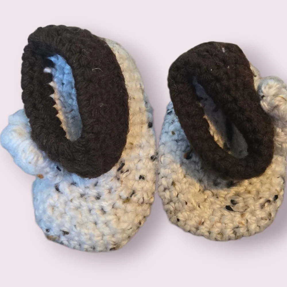 Handcrafted Kids Moccasins - Brown and Cream With Flower Accent